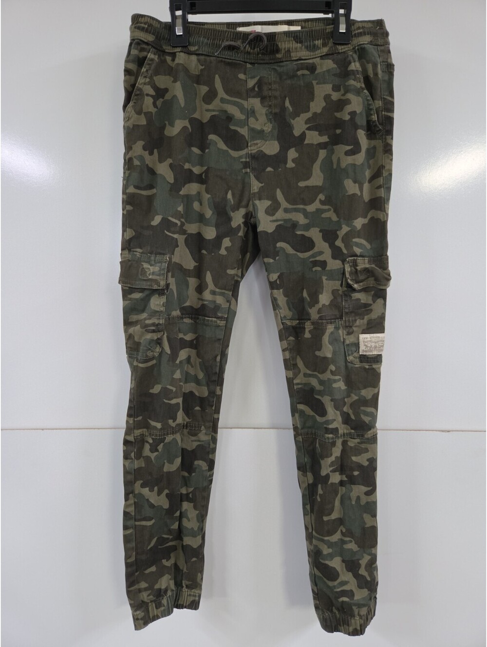 Levis Kids Camo Cargo Jogger Pants Green Brown Woodland Camouflage Size L 12 14